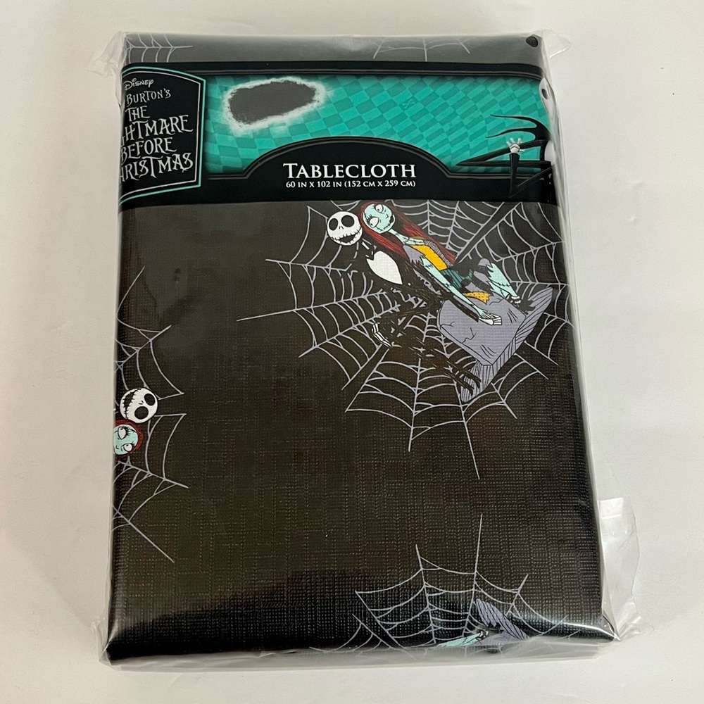 The Nightmare Before Christmas Black Tablecloth Jack Skellington Sally 60”x 102”